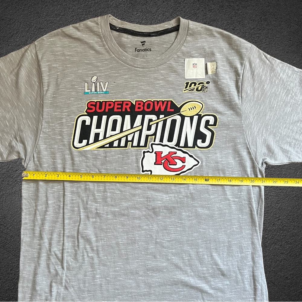 NWOT Fanatics Kansas City Chiefs Superbowl 54 Champions Gray Shirt Size Large. - Picture 7 of 7
